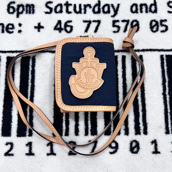 Moncler X JW Anderson Leather Logo Folded Flap Necklace Long Wristlet Wallet - Picture 1 of 9